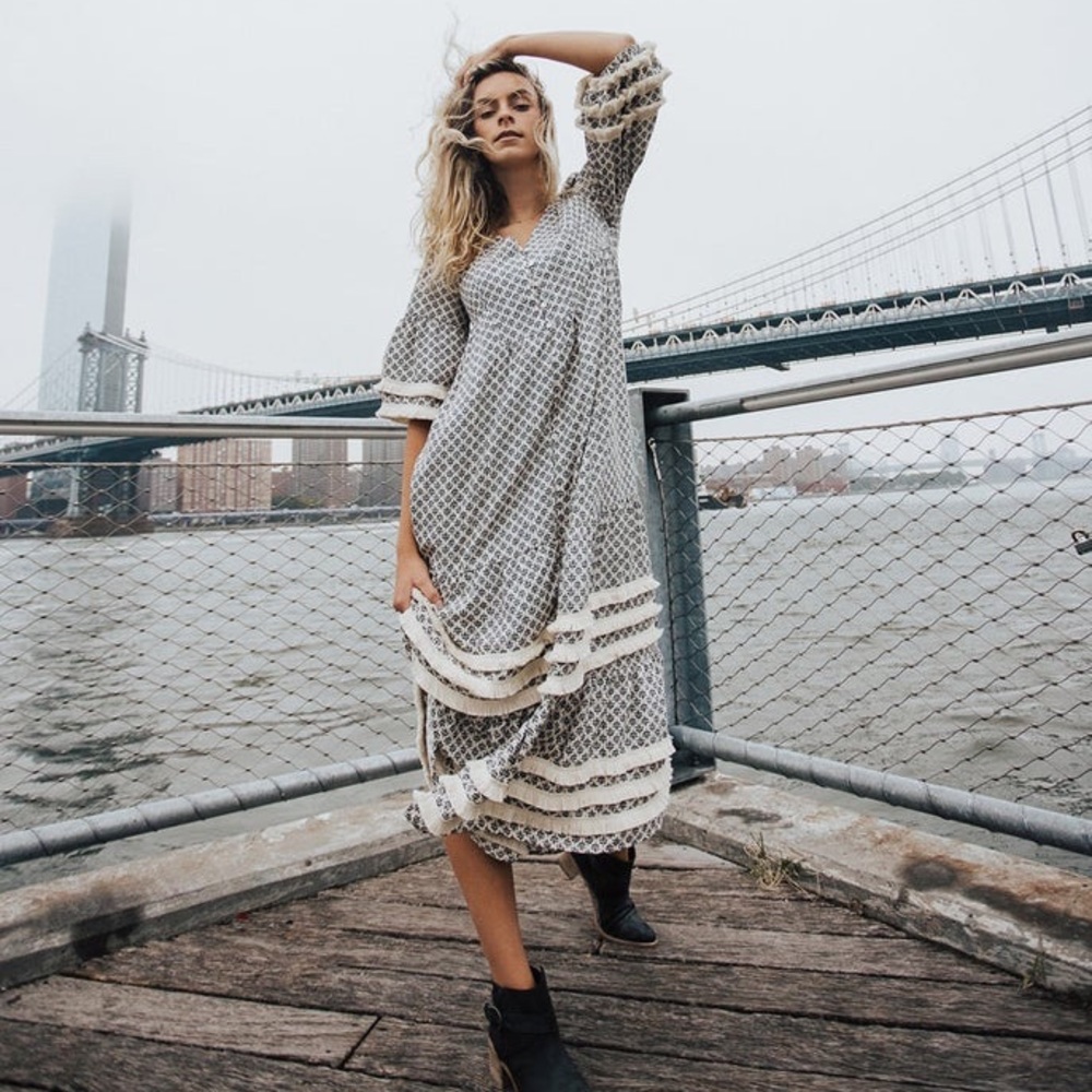 Piper & Scoot Soho Fringe Maxi Dress Large